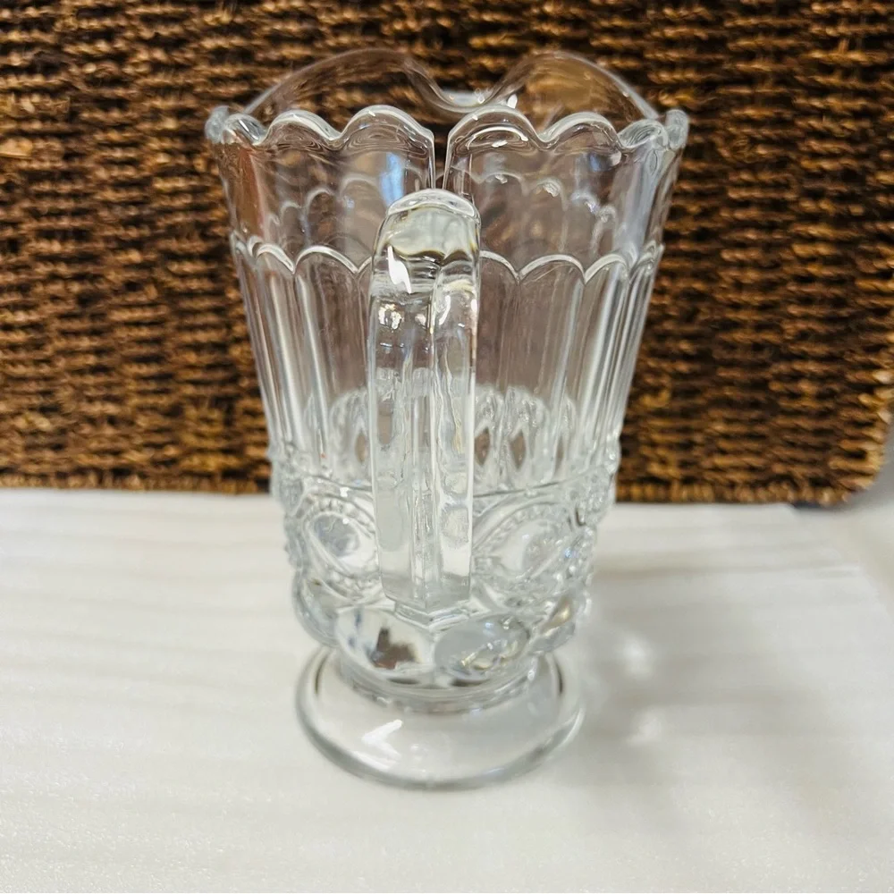 Vintage Mosser Glass Eyewinker Pattern Clear Glass 24 Oz Pitcher EAPG